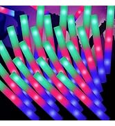 SHQDD Glow Sticks Bulk, 100 Pcs LED Foam Sticks with 3 Modes Colorful Flashing, Glow in the Dark ...