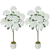 GTIDEA 2 Pcs Artificial Hydrangea Tree, 4 FT Artificial Plants Indoor Fake Silk Flowers Tree with...