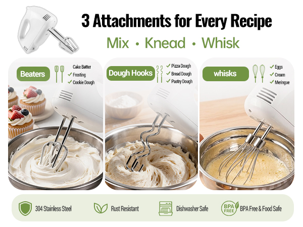 3 Attachments for hand mixer