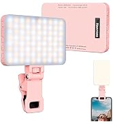 Newmowa Pink Rechargeable Selfie Light, Portable Clip on Video Light for Phone/Laptop/Camera with...