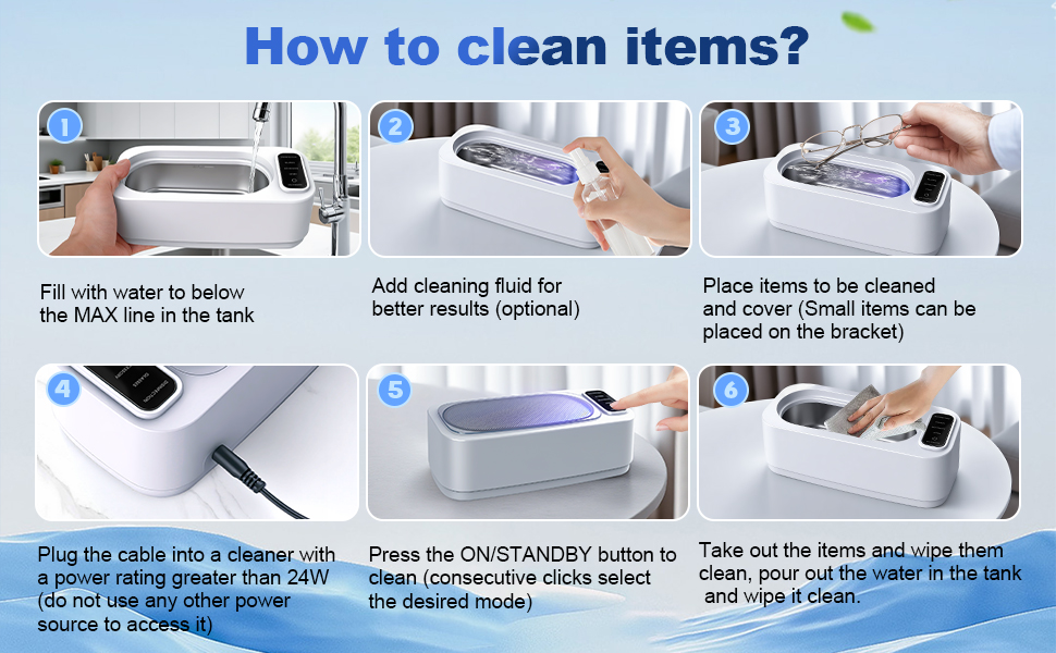 Ultrasonic Jewelry Cleaner, 48KHz Ring Cleaner Ultrasonic