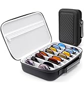 Krypthos Travel Sunglasses Organizer Case, Portable Eyeglasses Storage Box, Adjustable Multi-Comp...