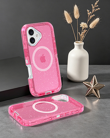 iphone 16 case magsafe clear pink glitter