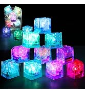 12 Pack Light Up Reusable Ice Cubes for Drinks, Waterproof Glowing Flashing Ice Cube, Multicolor ...
