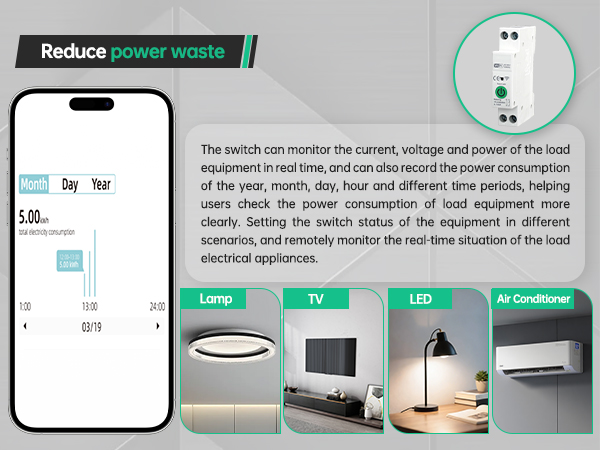 16 20 32 50 60 amps smart panel electrical smart breaker wifi smart circuit breaker