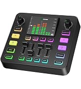PUPGSIS Gaming Audio Mixer, Audio Interface for pc,1/4" TRS Dynamic Mic interface,Sound Board Wit...