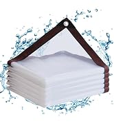 Clear Tarps with Grommets 8x10ft,Heavy Duty Waterproof Tarp Cover,Transparent PVC Vinyl Tarpaulin...