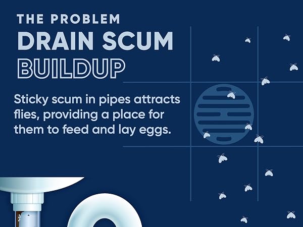 Drain scum buildup