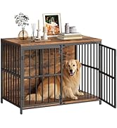 HOOBRO 38.6" Dog Crate Furniture, Wooden Dog Kennel Indoor, Heavy Duty Dog Cage for Small/Medium ...