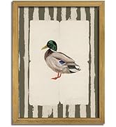 ARKZSHO Wood Frame Floral Canvas Poster Wall Art Mallard Duck Painting Wall Decor