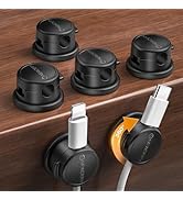 NEWDERY Magnetic Cable Organizer 6-Pack - 360° Rotatable Cable Clips Cord Holder for Desk - 3M Ad...