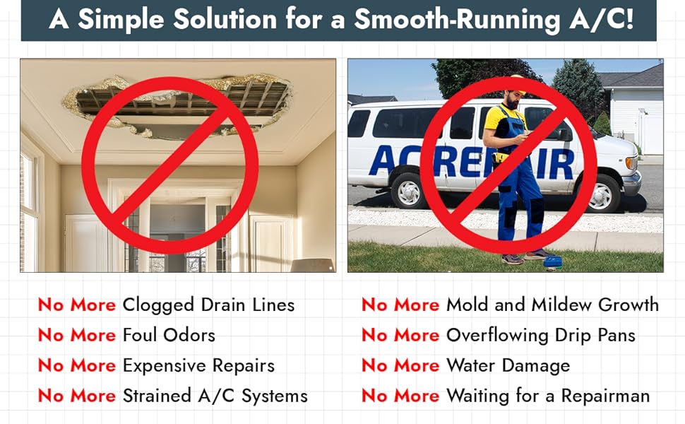 a/c drain line cleaner fast acting dissolve clogs prevent odors pipes air conditioner mold mildew
