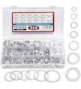 510Pcs Automotive Metric Oil Drain Plug Gasket, Crush Washer Set, 17 Sizes Aluminum Flat Washer A...
