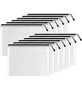 SUNEE Plastic Mesh Zipper Pouch 10x14 in (Black, 12 Packs),Extra Large Water-Resistant Zip Bag fo...