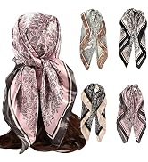 upeilxd 4Pcs Silk Head Scarves for Women Satin Hair Scarf 35”Large Square Bandana Silk Like Neck ...