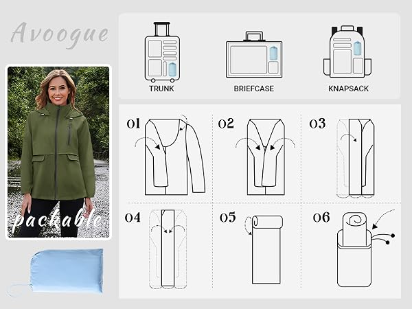 Avoogue Womens Light Rain Jackets Waterproof Sport Windbreaker Jackets