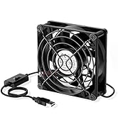 ELUTENG USB Fan 80mm, USB Computer Fan 5V Quite USB Ventilation Fan Compatible with 3 Speed Contr...