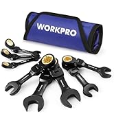 WORKPRO 8-Piece Stubby Anti-slip Ratcheting Combination Wrench Set, Metric 8-17 mm, 72-Teeth, CRV...