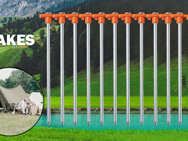 USA Galvanized Non-Rust Camping Family Tent Pop Up Tent Stakes