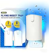 Flying Insect Trap, 2 Devices Fruit Fly Traps for Indoors with 8 Glue Cards | Gnat Traps for Hous...