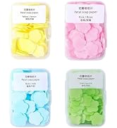4 Boxes Paper Soap, 4 Random Different Scented Mini Portable Disposable Petal Hand Wash Sheets, D...