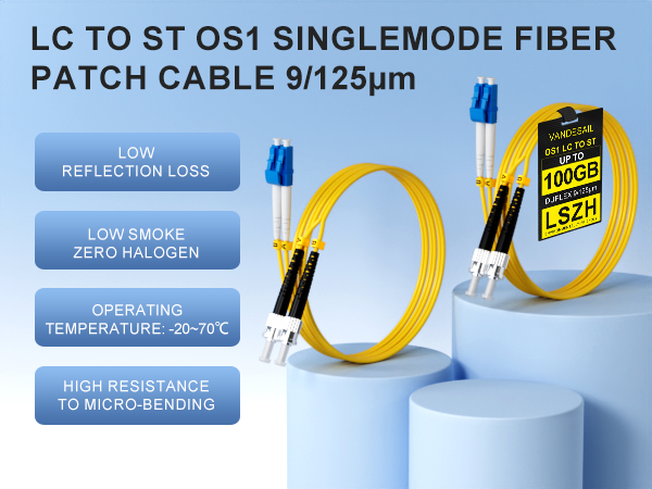 LC to ST Single mode Duplex OS1 fiber patch cords