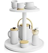 Lazy Susan Organizer Homerays 2 Tier Non-Skid Bamboo Lazy Susan for 12 Inch Kitchen Rotating Spic...