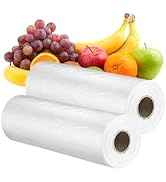 2 Rolls Plastic Produce Bags for Groceries, 30x40cm(12x16in) Durable Clear Food Storage Bags for ...