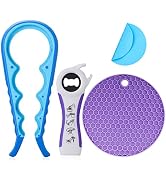 Jar Bottle Opener for Weak Hands,4 &5 in 1 Multi Function Non-Slip Can Lid Opener Tools with Sili...