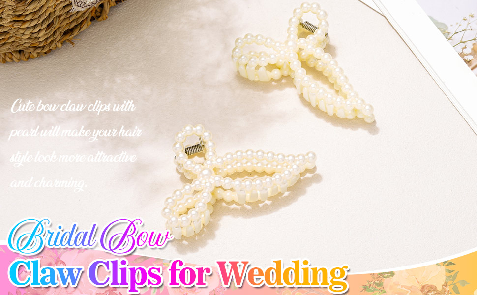 cute bow claw clips for women medium hair claw clips pearl hair clips for women
