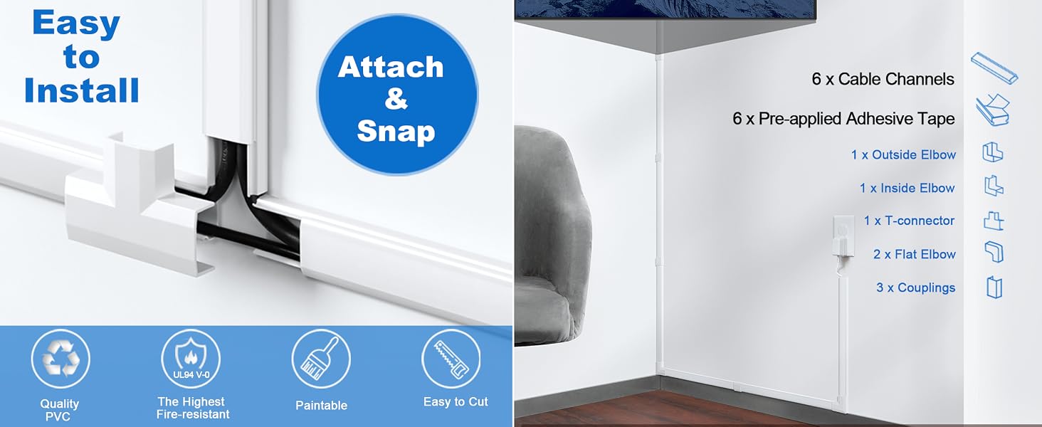 Wall cord cover kit