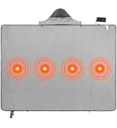 iClimb Heated Waterproof Blanket with 5V 10000mAh Battery Pack, Dark Grey | with Hood, for Stadiu...