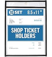 10 Pack Job Ticket Holders 8.5x11 inch - Black Shop Ticket Holders - Heavy Duty Work Order Plasti...