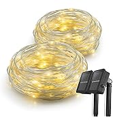Beewin Outdoor Solar String Lights, 2 Pack 33Ft 100Led Upgraded Solar Powered Fairy Lights with 8...