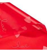 RUSPEPA 20 Sheets Red Flower Wrapping Paper, White Hearts and Love Lettering Design, Waterproof F...