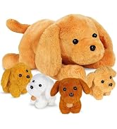 KIZZYEA Puppy Stuffed Animals Toys for Over 0 1 2 3 4 5 6 7 8+ Months, Mommy Dog with 4 Baby Pupp...