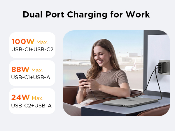 wegear 100W USB C Charger Block, 3-Port Foldable Slim GaN Wall Charger, Fast Laptop Charger