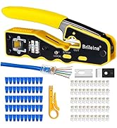 Brileine RJ45 Crimp Tool Pass Through RJ45 Crimper All-in-one Ethernet Crimper Kit with 50PCS Cat...
