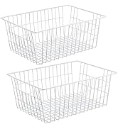 iPEGTOP Wire Storage Freezer Baskets, Set of 2 Large 15.2" Farmhouse Organizer Storage Bins Fridg...