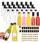 Alotpower 35 Pack Hot Sauce Bottles 5oz, Empty Clear Glass Woozy Bottles with Leak-Proof Black Sc...