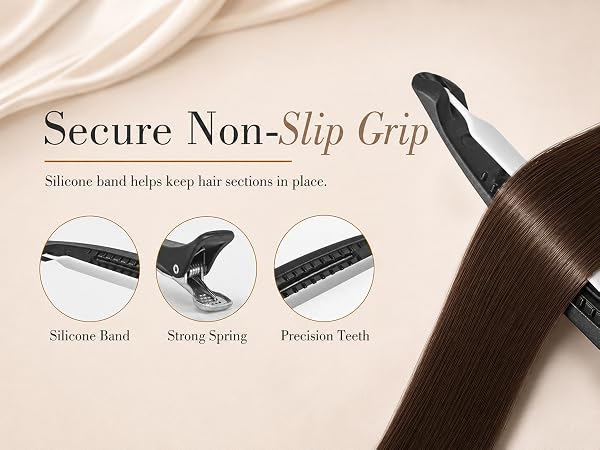 Non-slip sectioning clips with silicone band, strong spring and precision teeth.