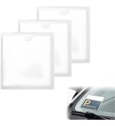 vvag 3Pcs Windshield Sticker Holder, Clear Car Window Pass Permit Holder for Parking,Self-Adhesiv...