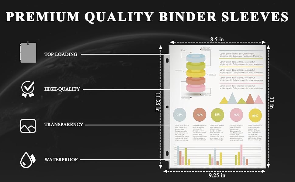 3 ring binder sleeves clear plastic