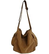 KlaOYer Canvas Messenger Bag Large Hobo Bag School Crossbody Shoulder Bag Tote Bag with Pocket fo...