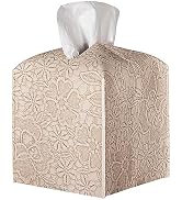 Tissue Box Cover PU Leather Square Tissue Holder Facial Paper Organizer Dispenser for Bathroom Va...