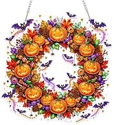 Eiflow Hanging Diamond Art Halloween Kit for Adults DIY Acrylic Diamonds Craft Painting Ornament ...