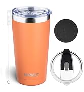 MEZMUT 20oz Tumbler Coffee Travel Mug with Daul Lid and Straw, Stainless Steel Double Wall Vacuum...