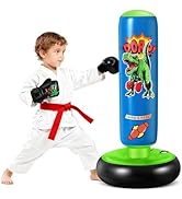 NIBBaNACAL Punching Bag for Kids, 47" Stable Inflatable Boxing Bag for Ages 3-6, Dinosaur Punchin...