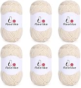 Aeelike Size 3 DK Cotton Blend Yarn for Crocheting, Cream Beige, 6 Skeins | 600g and 1440 Yds Tot...