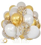 68Pcs Sand White Gold Confetti Balloons Kit 12 Inch Ballons Beige Pearl White Balloon Gold Party ...